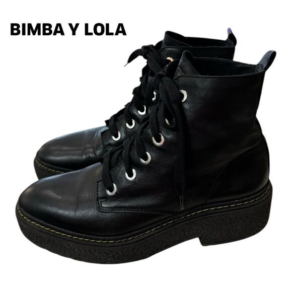 Bimba Y Lola Shoes - Bimba Y Lola Black Combat Boots